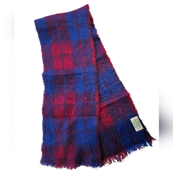 Accessories - Plaid Royal Blue & Fuchsia Irish Mohair Scarf | SZ 57"